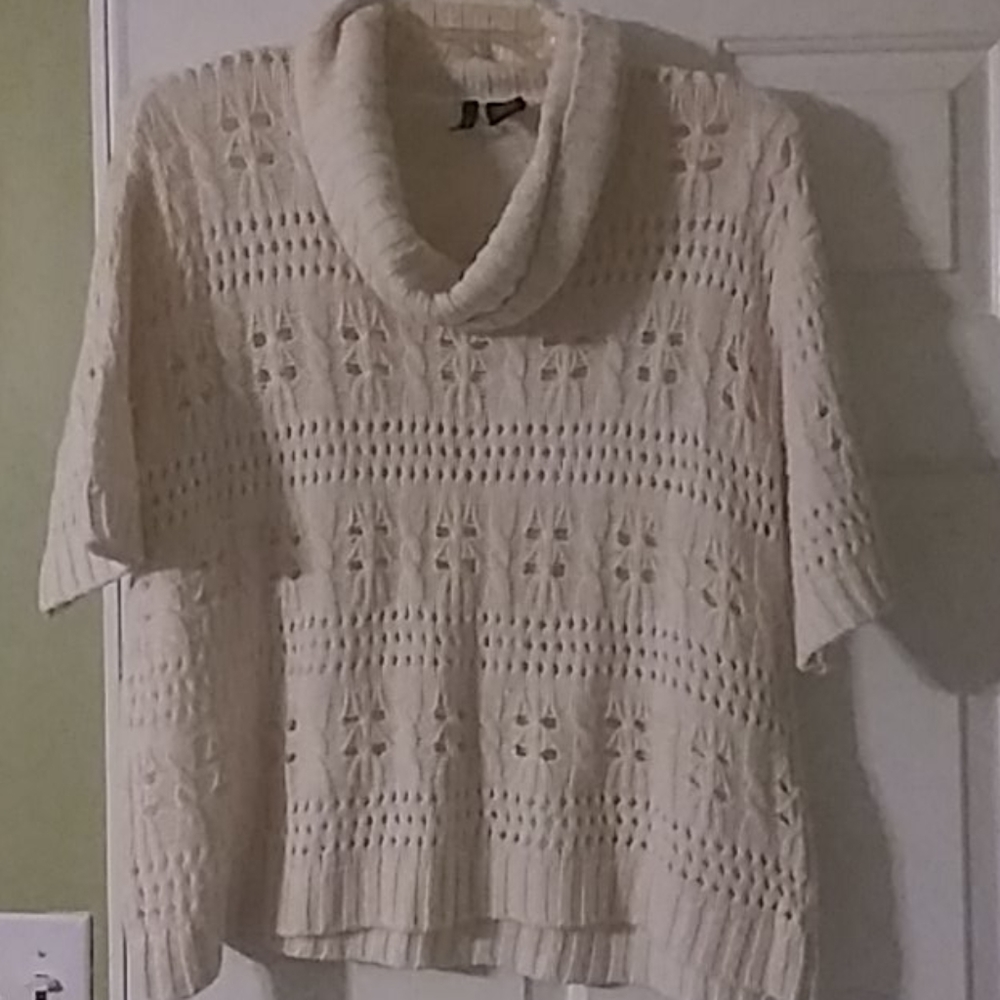 Cowl-neck crochet sweater